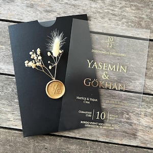 Clear Acrylic Wedding Invitation with Envelope & Wax Seal