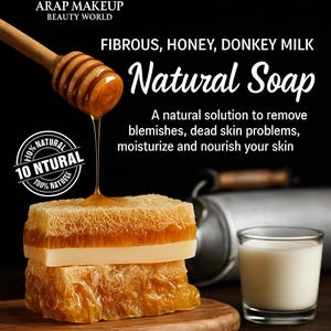Natural Donkey Milk Soap with Honey – Handmade Moisturizing Face & Body Bar – 120g Organic Nourishing Skincare Gift