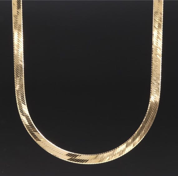 14K Gold Herringbone Chain Necklace