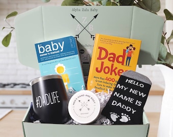 New Daddy Gift Box: #DADLIFE Tumbler, Dad Jokes, Baby Manual
