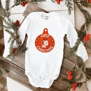 Baby&#39;s First Christmas Onesie: Reindeer Holiday Bodysuit