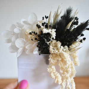 Hydrangea, eucalyptus and cascading amaranthus pocket boutonniere