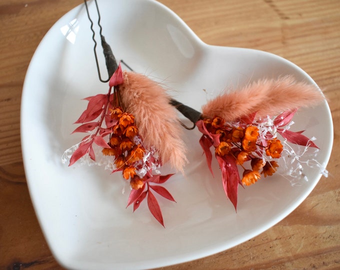 Pink and orange hair pins