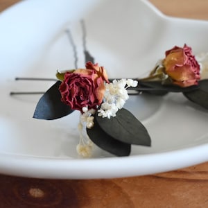 Rose and eucalyptus hair pins