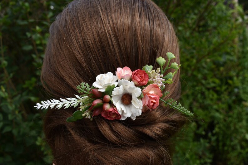 peach flower hair accessories