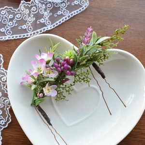 Pink wildflower hair piece