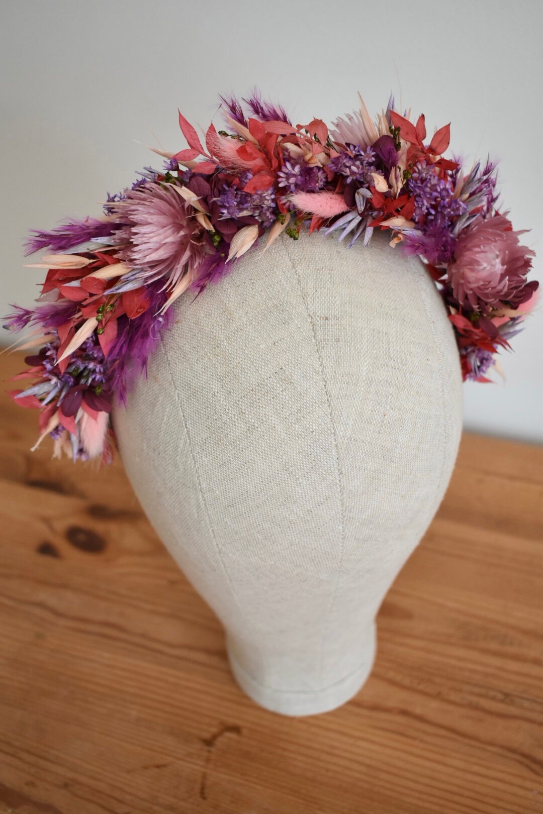 Floral Peach and Purple Headband Purple and Peach Floral Hairband. Braided Headband. Cotton  main image 4