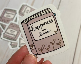 Book Lover's Sticker | Decorative Sticker | Die-Cut Sticker | Book Sticker | Happiness in a Book Sticker