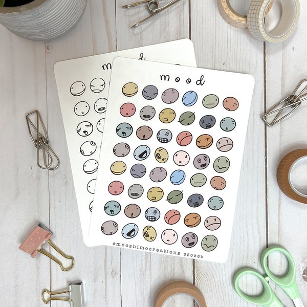 Mood Planner Stickers | Mood Tracker Stickers | Fun Journaling Stickers | Faces Stickers