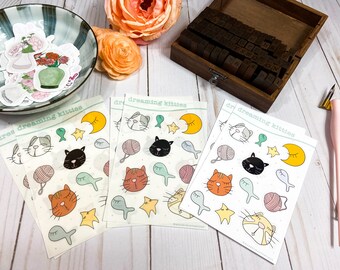 Planner Stickers  |  Handmade Bullet Journal Stickers | Cat Stickers | Kitty Stickers