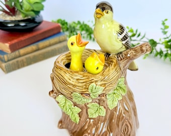 Caja de música animada de jilguero de la abuela, estilo cottagecore, de los años 70, de Otagiri
