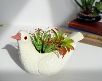 Maceta vintage de paloma blanca de los años 80 de Ceramica de Cuernavaca, México