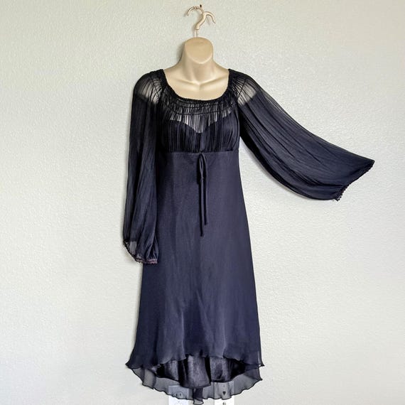 Vintage 1990s Y2K Dark Coquette Whimsigoth Witchy Flowy Sheer Black Milkmaid Dress ABS Allen Schwartz Sz 6 - Etsy Israel Vintage 1990s Y2K Dark Coquette Whimsigoth Witchy Flowy Sheer Black Milkmaid Dress ABS Allen Schwartz Sz 6 - Etsy Israel
