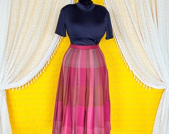 Falda midi plisada vintage Pendleton de lana virgen 100 % color magenta, talla 4