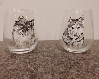 Wine glass with dog portrait, dog wine glasses, custom wine glass