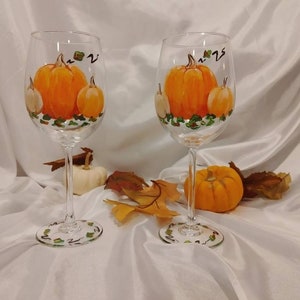 Pumpkin Wine Glasses, Fall wine glasses, Autumn glasses