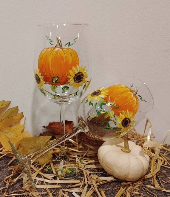 Pumpkin Wine Glasses Sunflower Wine Glasses Fall Wine Glasses Personalized  Hand Painted Wine Glasses Sold by the Pair - Etsy