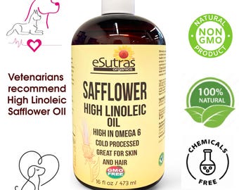 Cold Pressed Safflower Oil: High Linoleic, Virgin, Non-GMO - 16 oz