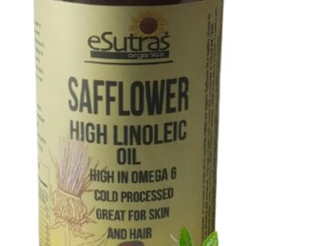 eSutras Safflower High Linoleic Oil, 100% Pure Cold Pressed Extra Virgin USA, Non GMO Hi Linoleic Safflower oil rich in linoleic acids 16 oz