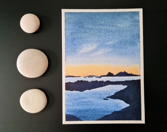 Original ACUARELA Pintura "Bodo" // A6 // Handmade Tiny Art // Postal // Decoración de pared // Mood Board // Espacio de trabajo inspirador