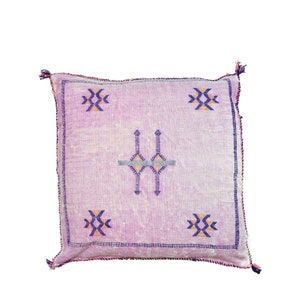 Petunia Moroccan Sabra Cactus Silk Pillow, Decorative Bohemian Handmade Throw Pillow