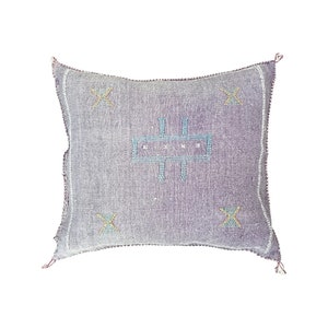 Lavender XIV Moroccan Sabra Cactus Silk Pillow, Decorative Bohemian Handmade Throw Pillow