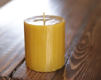 3" x 4" 100% Pure Beeswax Pillar Candle, textured finish