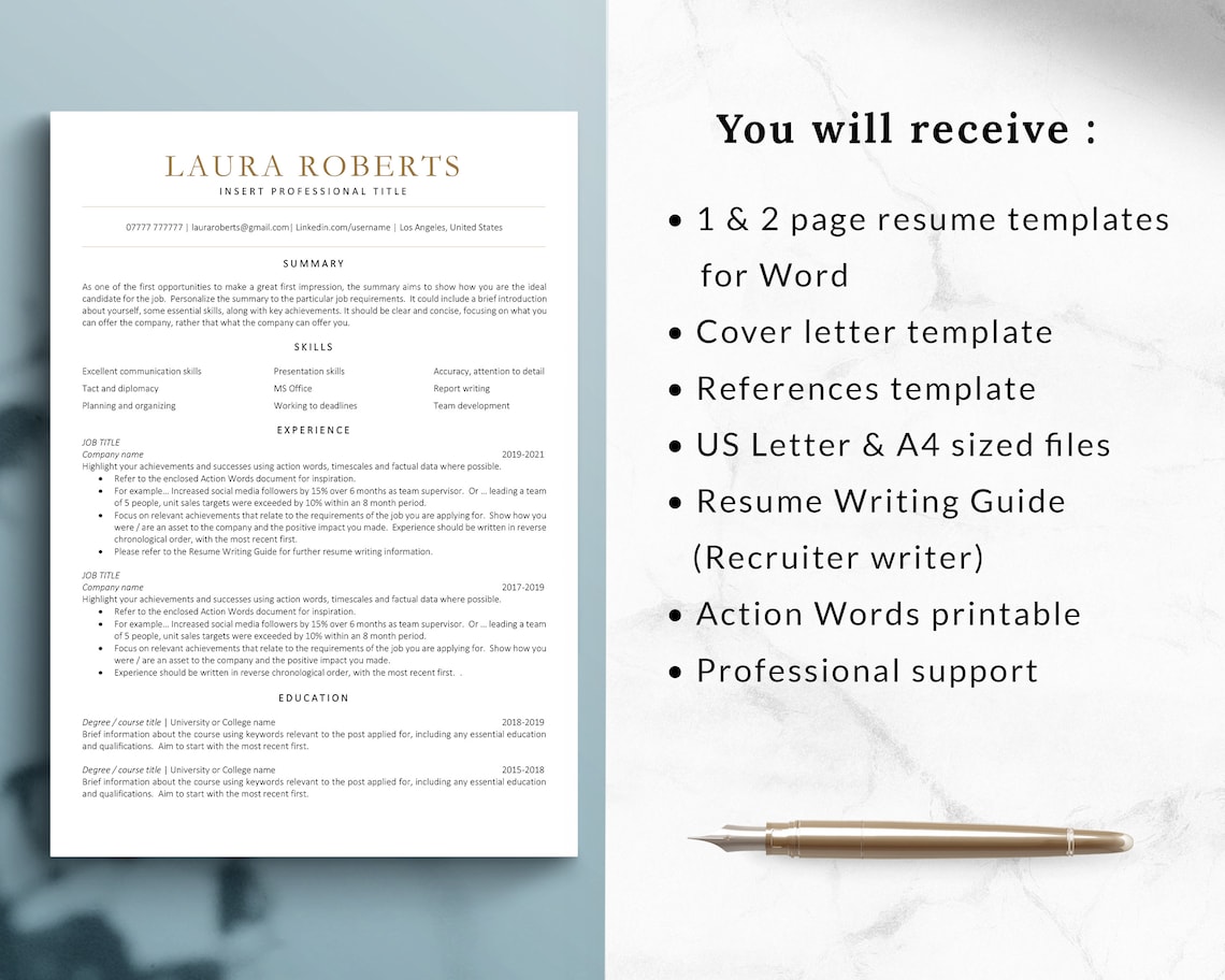 ATS Friendly Resume Template ATS Resume CV Template for Word, Modern