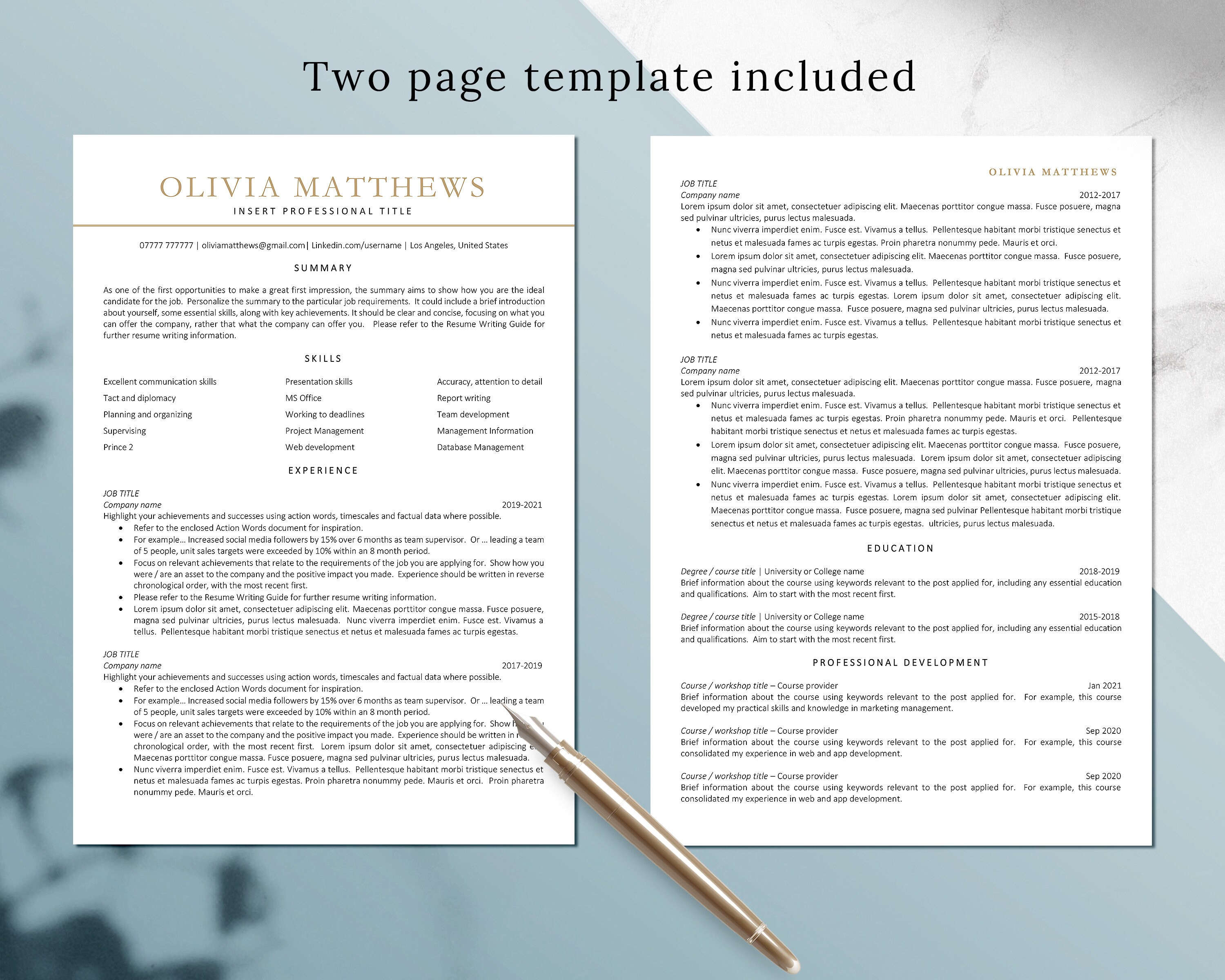 ATS Friendly Resume Template for Word, Simple Resume Format, ATS CV ...