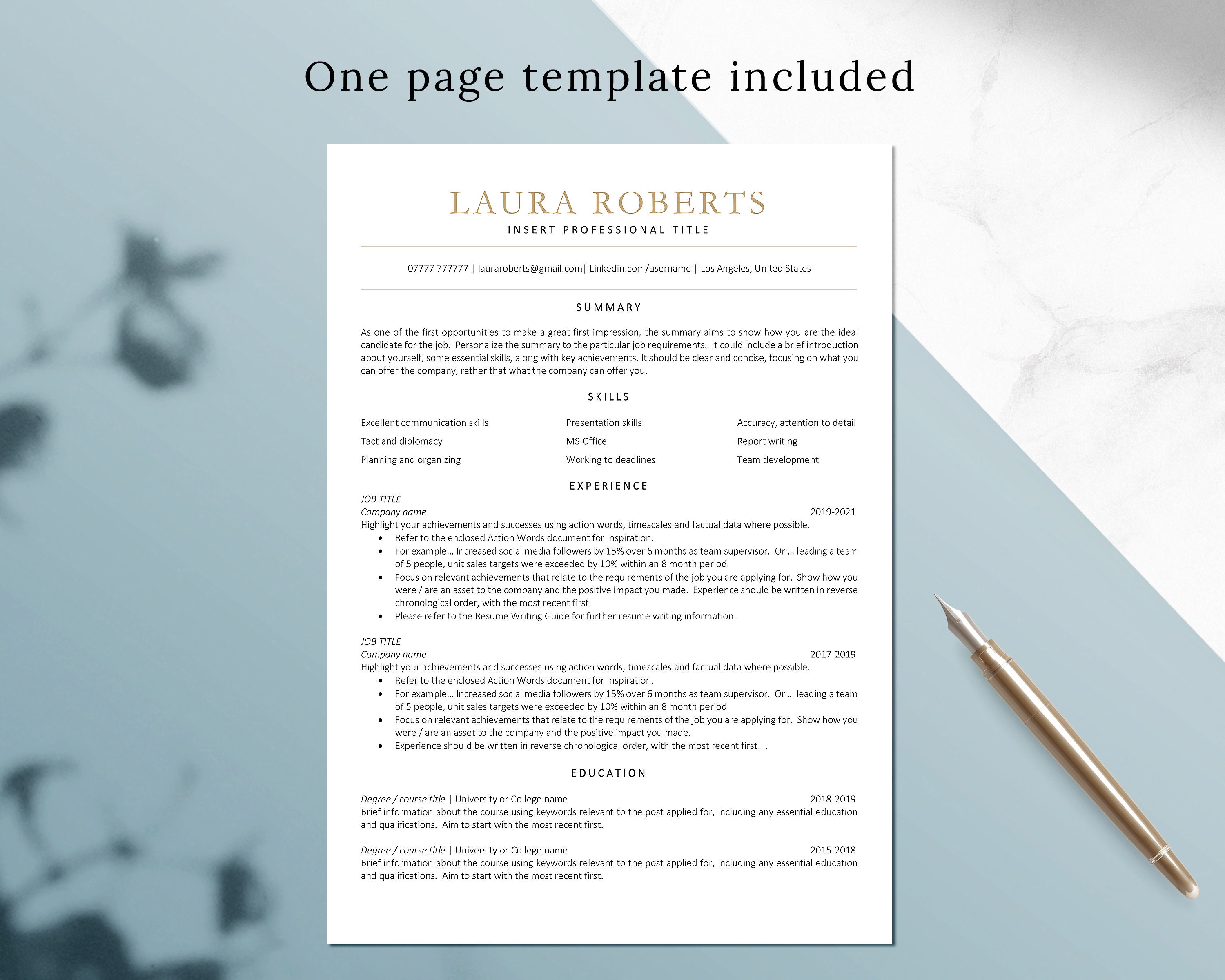 ATS Friendly Resume Template ATS Resume CV Template for Word, Modern ...