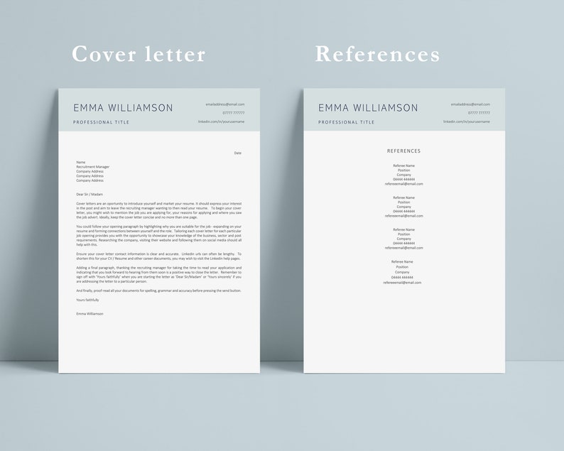 Professional Resume Template Instant Download, Modern Resume Template, Marketing Resume Template Word, Creative Resume Template, CV Template