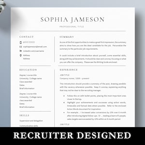 CV Template for Word | Resume Template for Word | Curriculum Vitae | Modern Executive CV Template Project Manager | Clean CV Resume Design