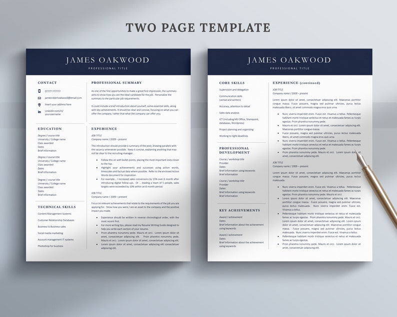 Executive Resume Template for Word Modern Professional CV | Etsy