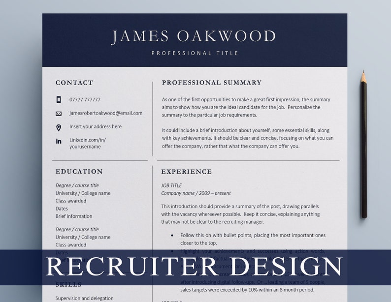 Executive Resume Template for Word Modern Professional CV - Etsy