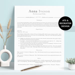 ATS Resume Template Word, Professional CV Template, Minimalist Design with Cover letter and references