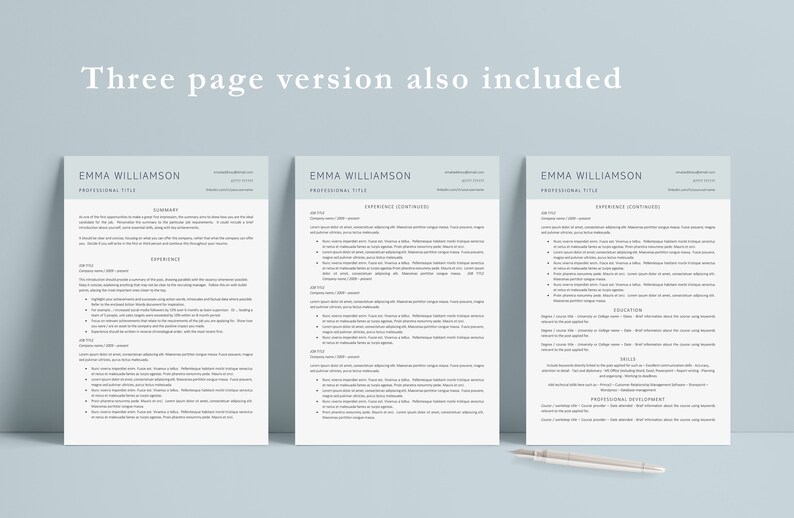 Professional Resume Template Instant Download, Modern Resume Template, Marketing Resume Template Word, Creative Resume Template, CV Template