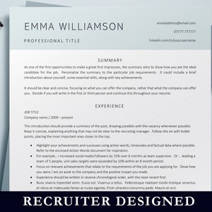Professional Resume Template Instant Download, Modern Resume Template, Marketing Resume Template Word, Creative Resume Template, CV Template