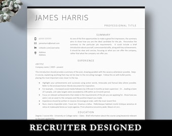 Executive Resume Template Word, Professional CV for Marketing Manager, Engineer, CEO, Digital Download
