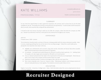 Resume Template Word, CV Template Word, Modern resume design, Clean Simple CV template, Minimalist Resume Template, Creative resume cv word