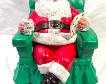 Vintage Alberta Molds Ceramic Santa Claus Cookie Jar Sitting in Chair  Hand Painted  Retro Christmas Decor Nostalgic Christmas