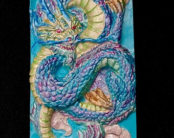 Hand Painted Dragon Plaque MULTI USE Hang, Magnet or Free Standing  Medieval Decor Gifts