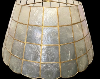 Vintage Capiz Mother of Pearl Lamp Shades Large Size 8" tall x 16" across base THREE available