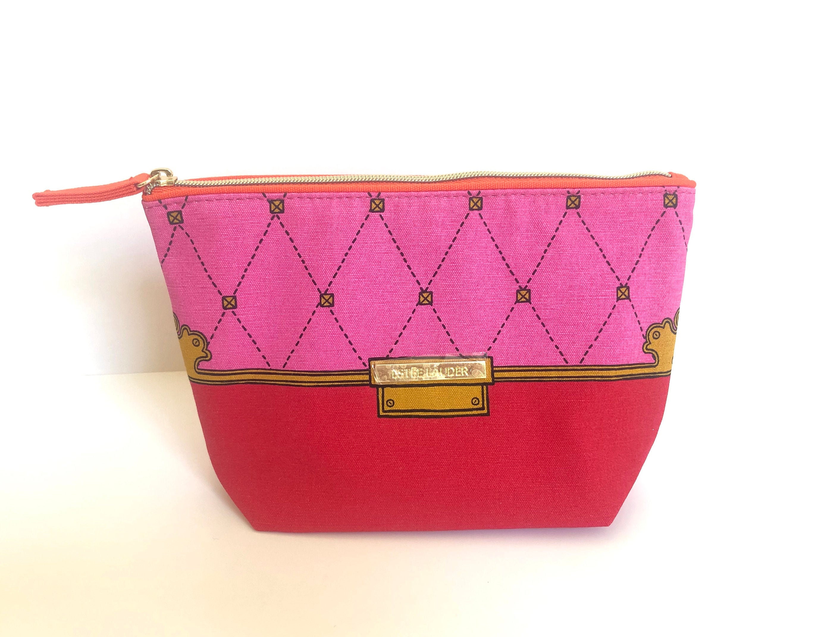 Estée Lauder Designer Cosmetic Bag Rojo & Rosa Etsy
