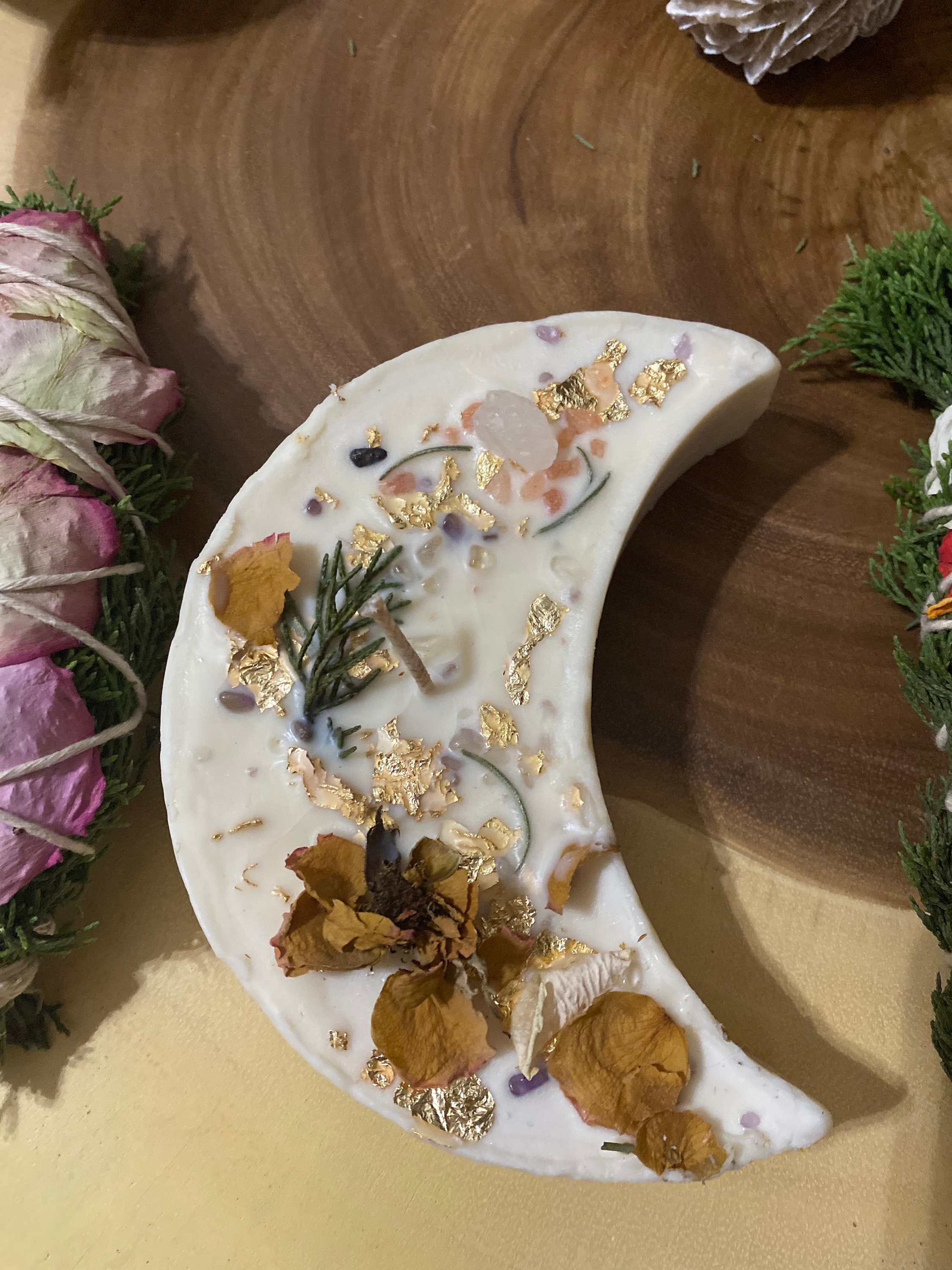 Crystal Moon Candle/ Moon Intention Candle/ Moon Shaped Etsy UK