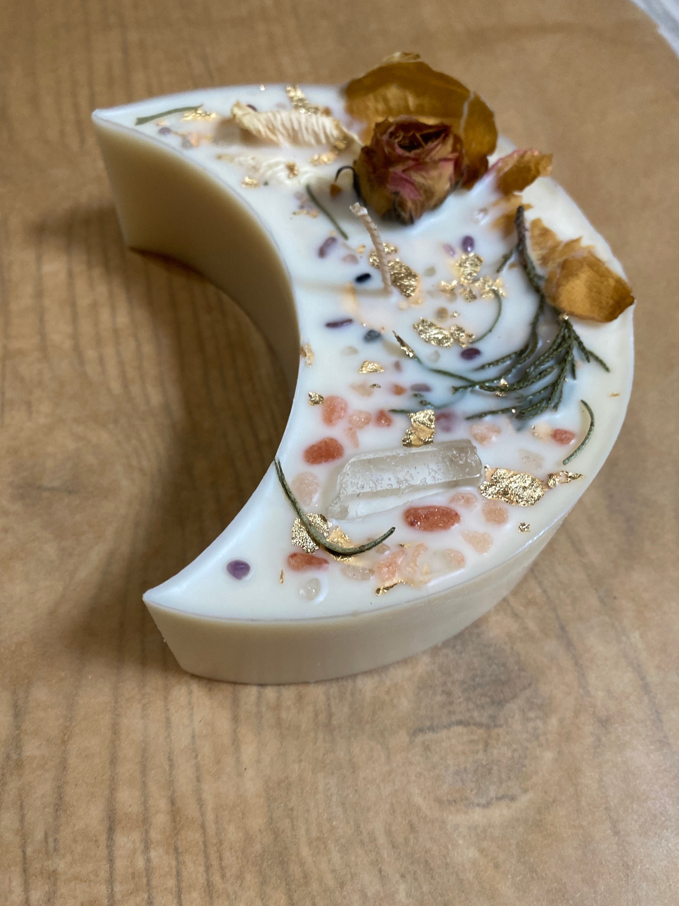 Crystal Moon Candle/ Moon Intention Candle/ Moon Shaped Etsy UK