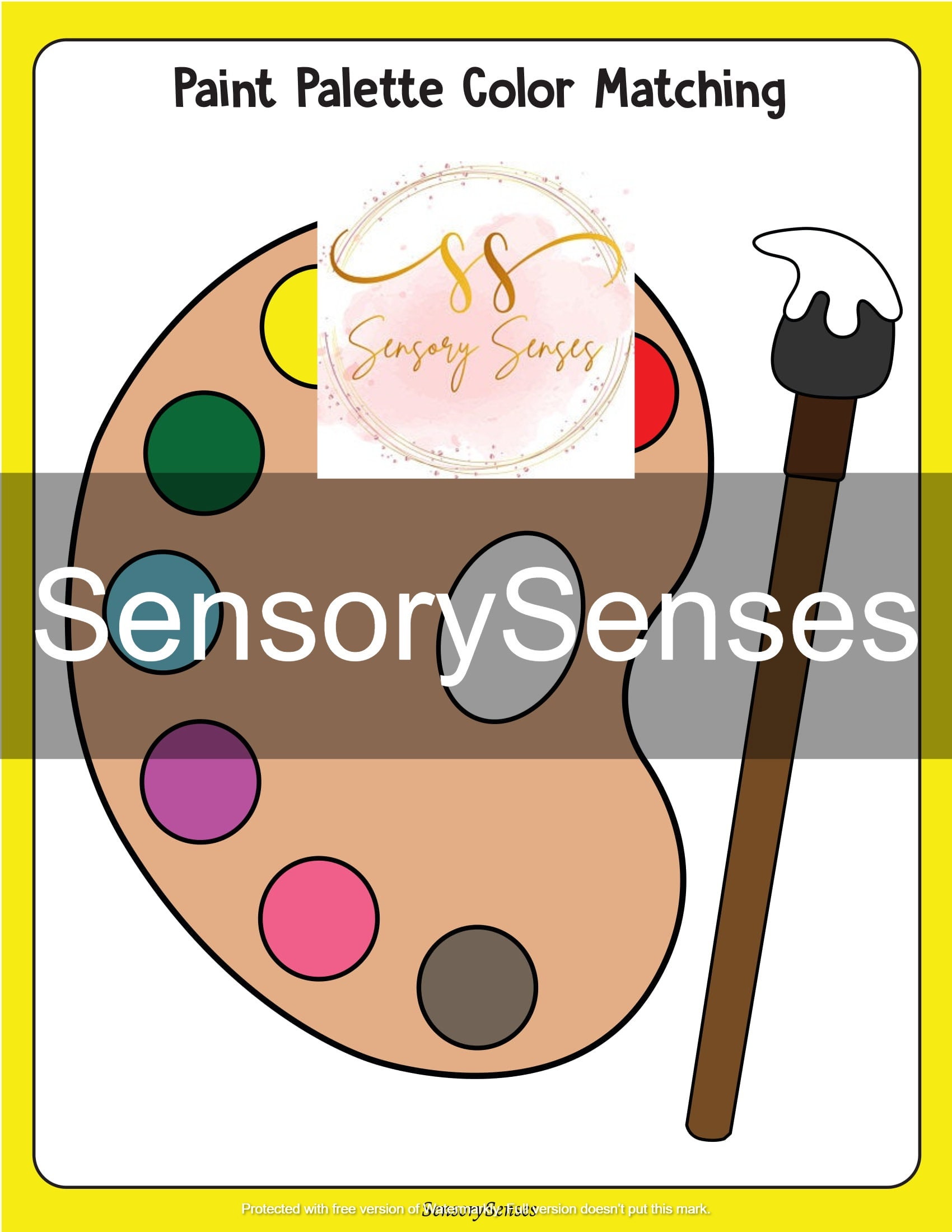 Colour Matching Paint Palette Printable Learning kits for Etsy