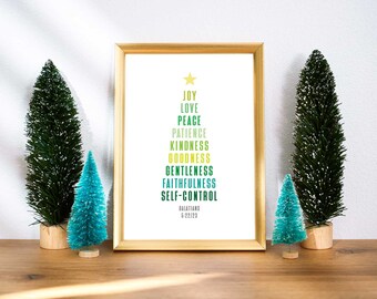 Decorazioni natalizie: Frutto dello Spirito, 8x10, 5x7, Natale stampabile, Download digitale, 3 versioni, Arte delle Scritture di Natale