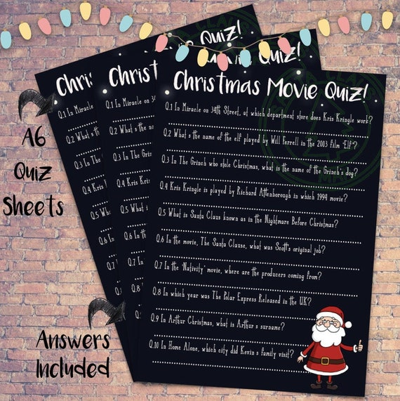 Christmas Movie Trivia Quiz Film True Or False Xmas Boxing Etsy