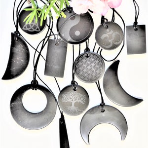 Shungite Stone Pendant Genuine Mineral EMF Shield Protection Amulet Chakra Body Energy Healing