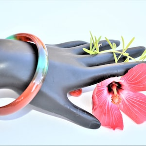Agate Bangle Bracelet: Multi-Color Healing Stone (10mm)